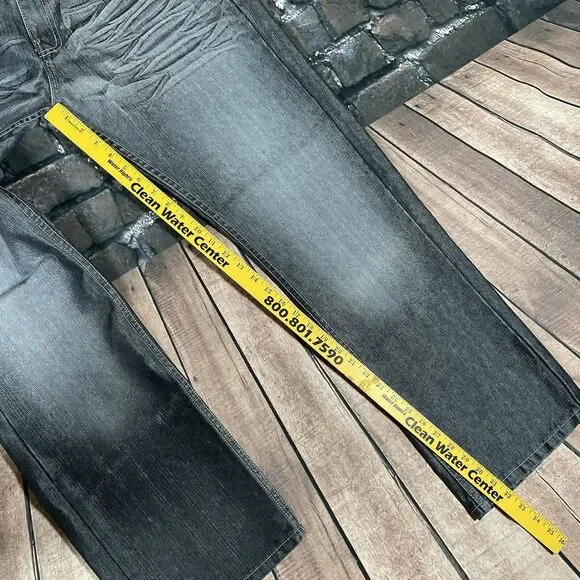 Vintage Old Skool Jeans Mens 34x32 Gray Wide Leg Baggy Hip Hop Skater Y2K Pants - Picture 13 of 16